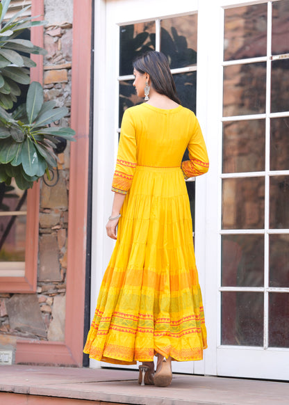 2169 Gown M to 3XL Yellow @₹1295