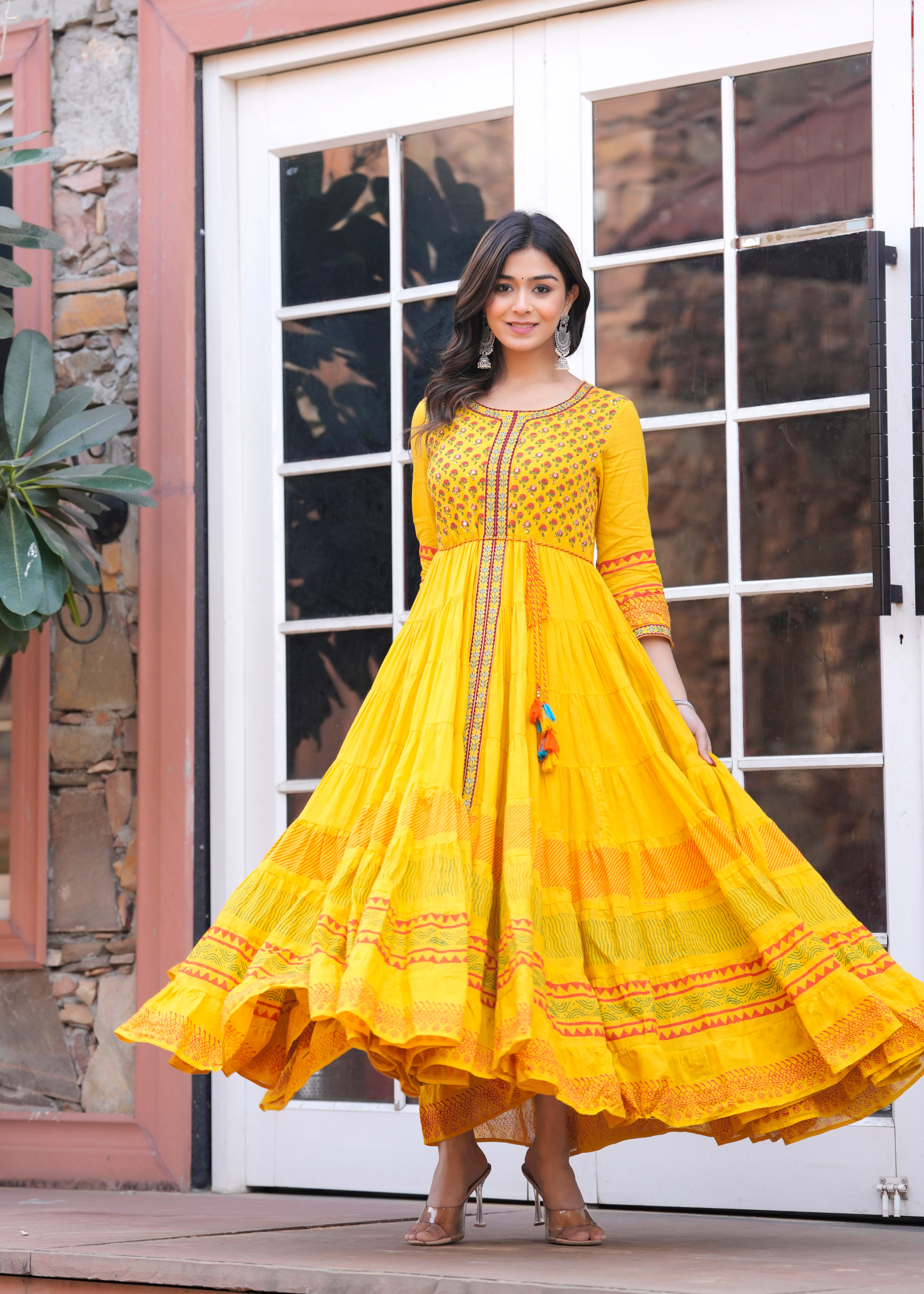 2169 Gown M to 3XL Yellow @₹1295