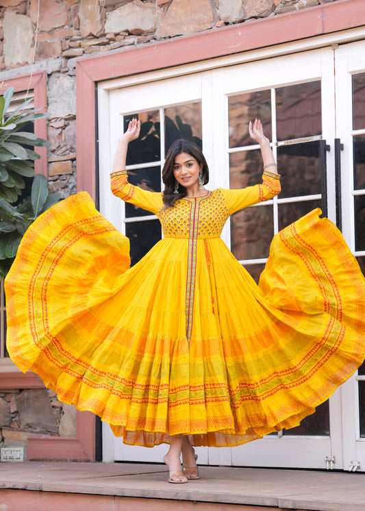 2169 Gown M to 3XL Yellow @₹1295