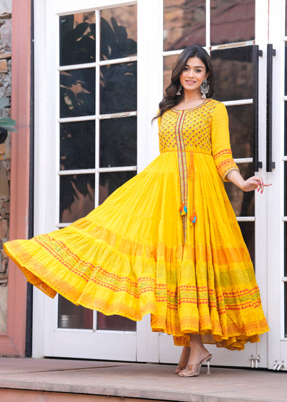 2169 Gown M to 3XL Yellow @₹1295