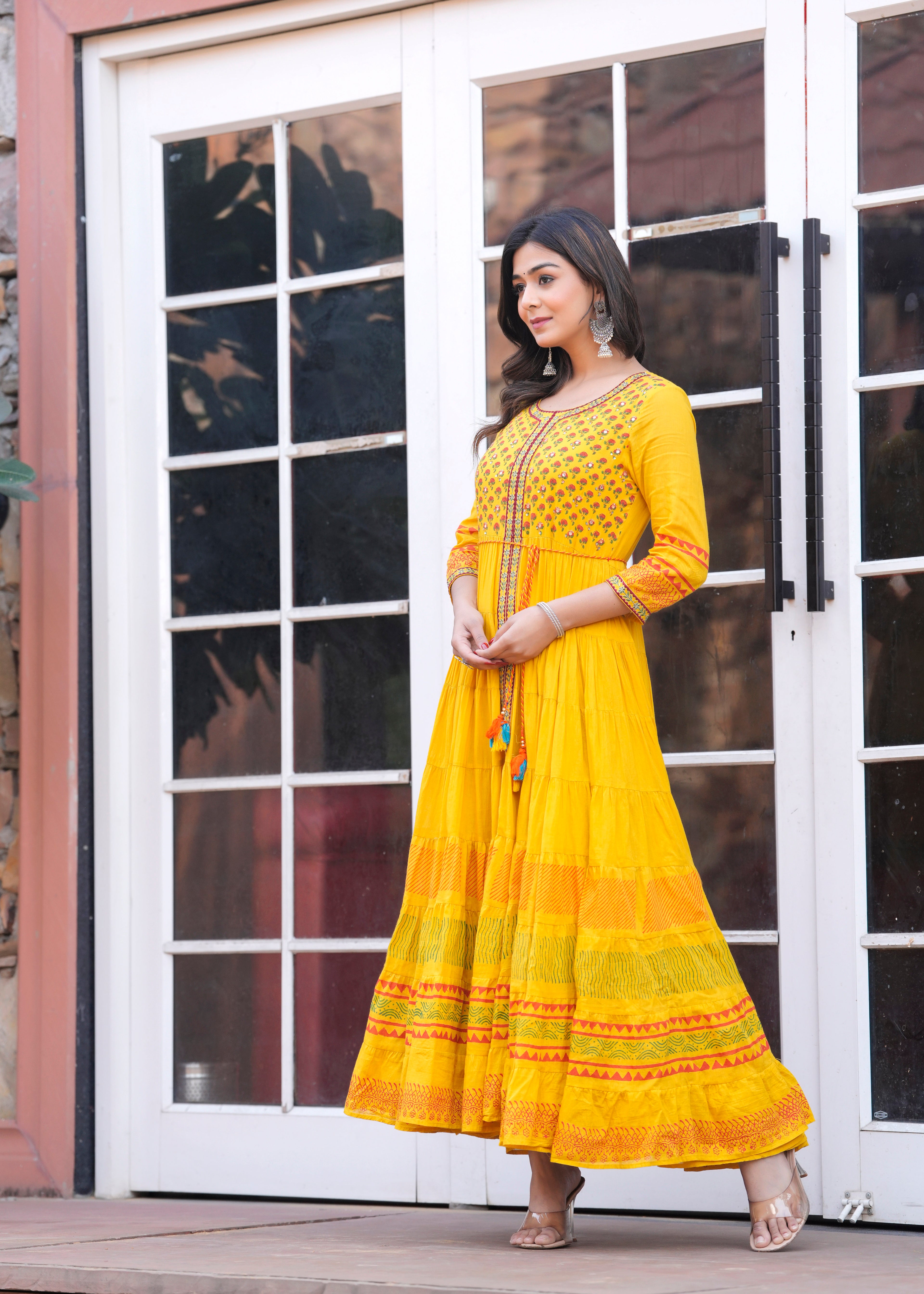 2169 Gown M to 3XL Yellow @₹1295