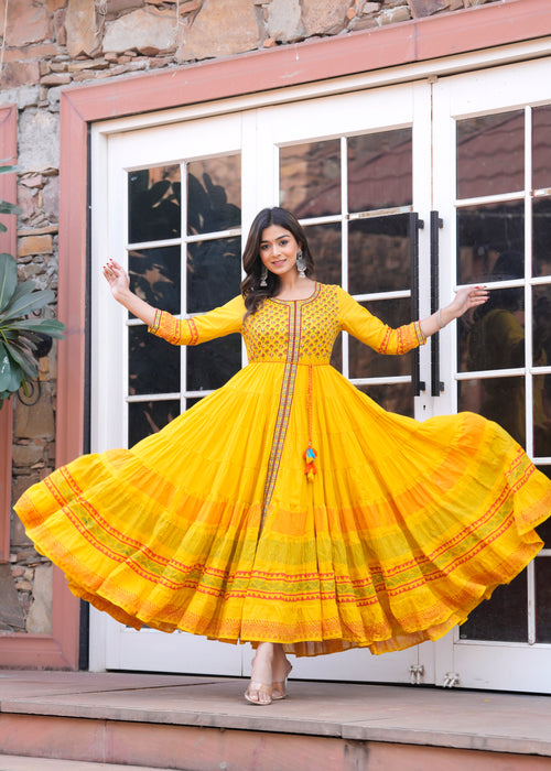 2169 Gown M to 3XL Yellow @₹1295