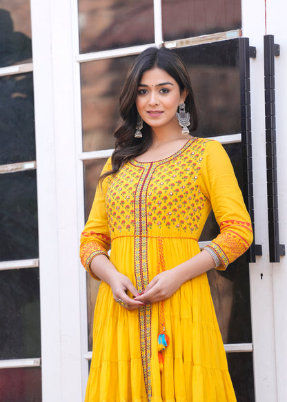 2169 Gown M to 3XL Yellow @₹1295